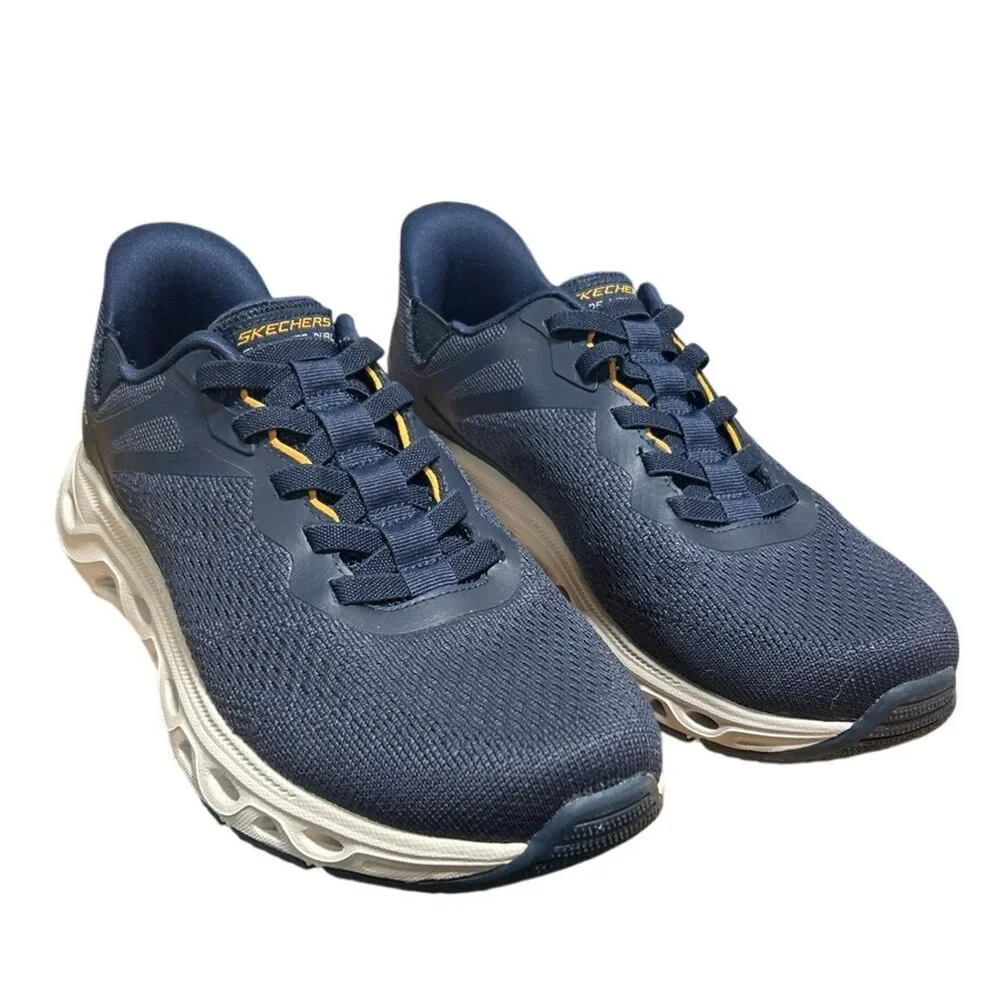 Skechers Men Size 10 Navy Blue Mesh Hands Free Swift Fit Slide On Athletic Shoes